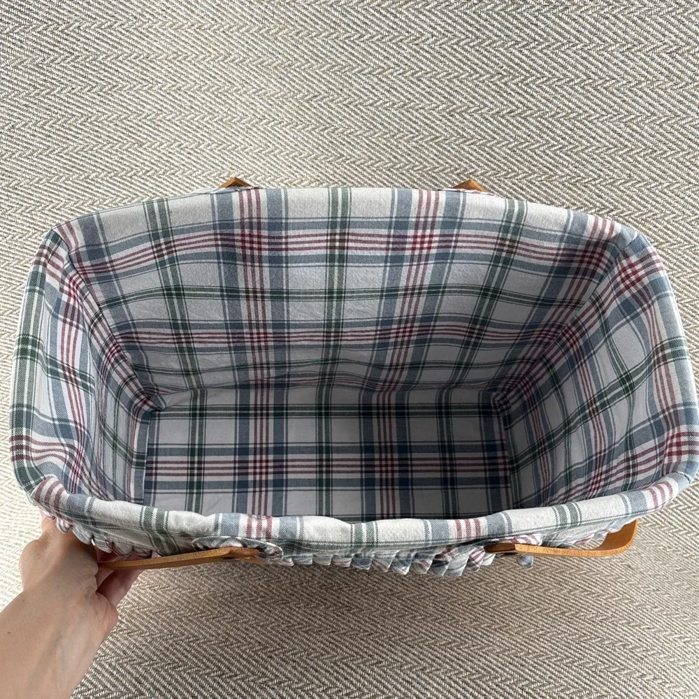 1997 Longaberger Classic Stain Magazine Basket & Liner Tie On 500 Club